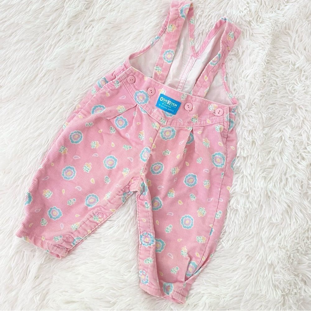 OshKosh | Vintage Floral Bubble Corduroy Overalls
